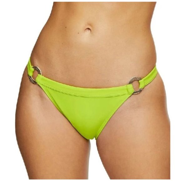 Topshop Triangle Top and Ring High Leg Bikini Set Neon Green Women's Size 8 US - Picture 3 of 12